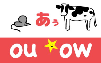 『あいうえおフォニックス』の　ou ow あぅ