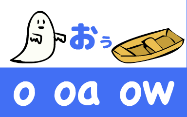 『あいうえおフォニックス』の　o oa ow おう