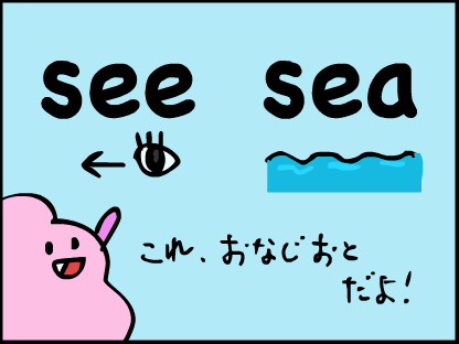 “seeとseaは同じ音だね”